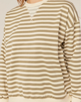 Stripped Detailed Rib Band Contrast Seam Top