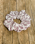Floral Scrunchie, Ivory + Purple