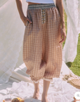 Plaid Balloon Pants - Taupe Multi