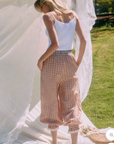 Plaid Balloon Pants - Taupe Multi