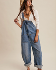 Western Wide-Leg Denim Overalls