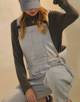 Pinstriped Barrel-Leg Overalls