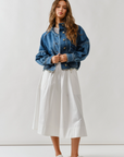 Ballon Sleeve Twill Jacket Drawsting Waist