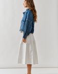 Ballon Sleeve Twill Jacket Drawsting Waist