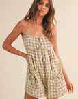 Jace Adjustable Strap Check Romper
