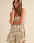 Jace Adjustable Strap Check Romper