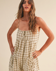Jace Adjustable Strap Check Romper