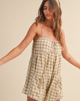 Jace Adjustable Strap Check Romper
