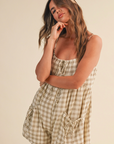 Jace Adjustable Strap Check Romper