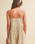 Jace Adjustable Strap Check Romper