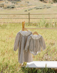 Camel Gingham Lace Dress - Mebie Baby
