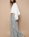 Kali Stripe Denim Wide Pants