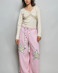 Lacey Vintage V-Neck Long Sleeve Floral Top