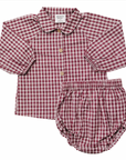 Red Gingham Peter Pan Collar Bloomer Set - Mebie Baby