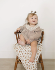 Camel Gingham Lace Bubble Romper - Mebie Baby