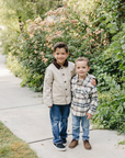 Childrens Cream Plaid Shacket - Mebie Baby