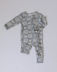 Bamboo Ruffle Zipper Romper - Vintage Swan