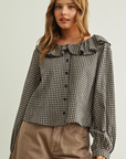 Della Gingham Ruffled Blouse