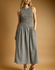 Black Mini Gingham Pattern Sleeveless Dress