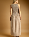 Mocha Mini Gingham Pattern Sleeveless Dress