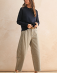 Mini Checker Pattern Barrel Pants
