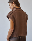 Mock Neck Exposed Seam Sweater Vest (Choco)