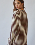 Everyday Cozy Stripe Knit Sweater-Choco