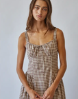 Vivien Check Tie Front Midi Dress