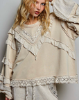 French Terry Ruffle Vintage Knit Top