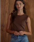 Cotton Brown Pointelle Tank