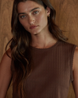 Cotton Brown Pointelle Tank