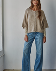 Light Mocha Quarter Sleeve Button Up Cardigan