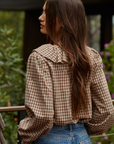 Alex Cotton Gingham Ruffled Blouse