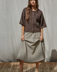 Espresso Quarter Sleeve Button Up Cardigan