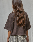Espresso Quarter Sleeve Button Up Cardigan