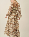 Katy Floral Velvet-Trim Maxi Dress