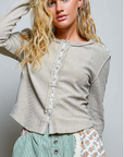 Birdie Button Down Thermal Knit Top