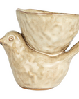 Stoneware Bird w/ Bowl, Cream Color