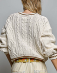 Varsity Cable Knit Double Stripe Sweater
