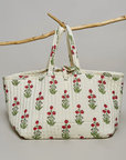 Poppy Ribbon-Tie Quilted Floral Jumbo Tote Bag