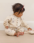 Quincy Mae Relaxed Fleece Jumpsuit Blue Daisy