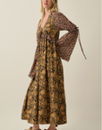 Kira Floral Bell-Sleeve Maxi Dress