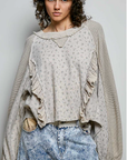 Colbie Ruffle Trim Thermal Pullover