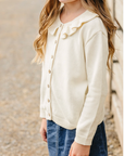 Mebie Baby Cream Ruffle Knit Cardigan