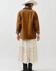 Suede Casual Jacket with Leather Collar