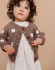 Flower Cardigan Tan Kids