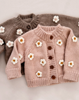 Flower Cardigan Tan Kids