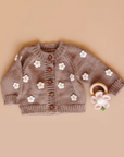 Flower Cardigan Tan Kids
