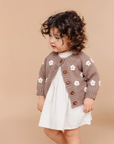 Flower Cardigan Tan Kids