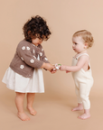Flower Cardigan Tan Kids